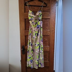 NWT ASTR Colette Floral Satin Cutout Midi Dress